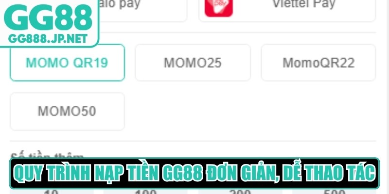 Quy trình nạp tiền GG88 đơn giản, dễ thao tác 